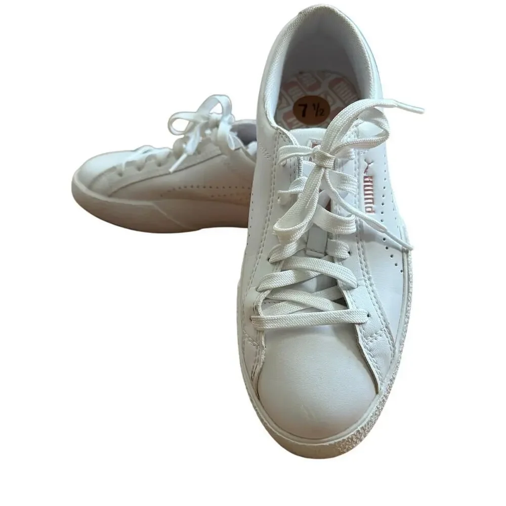 Puma Women's Love Perf White Pink Sneakers Trainers  Size 7.5 Retro Casual